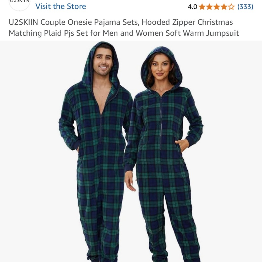 Hooded, zipper, plaid flannel onsie pjs ☺️ (unisex!)